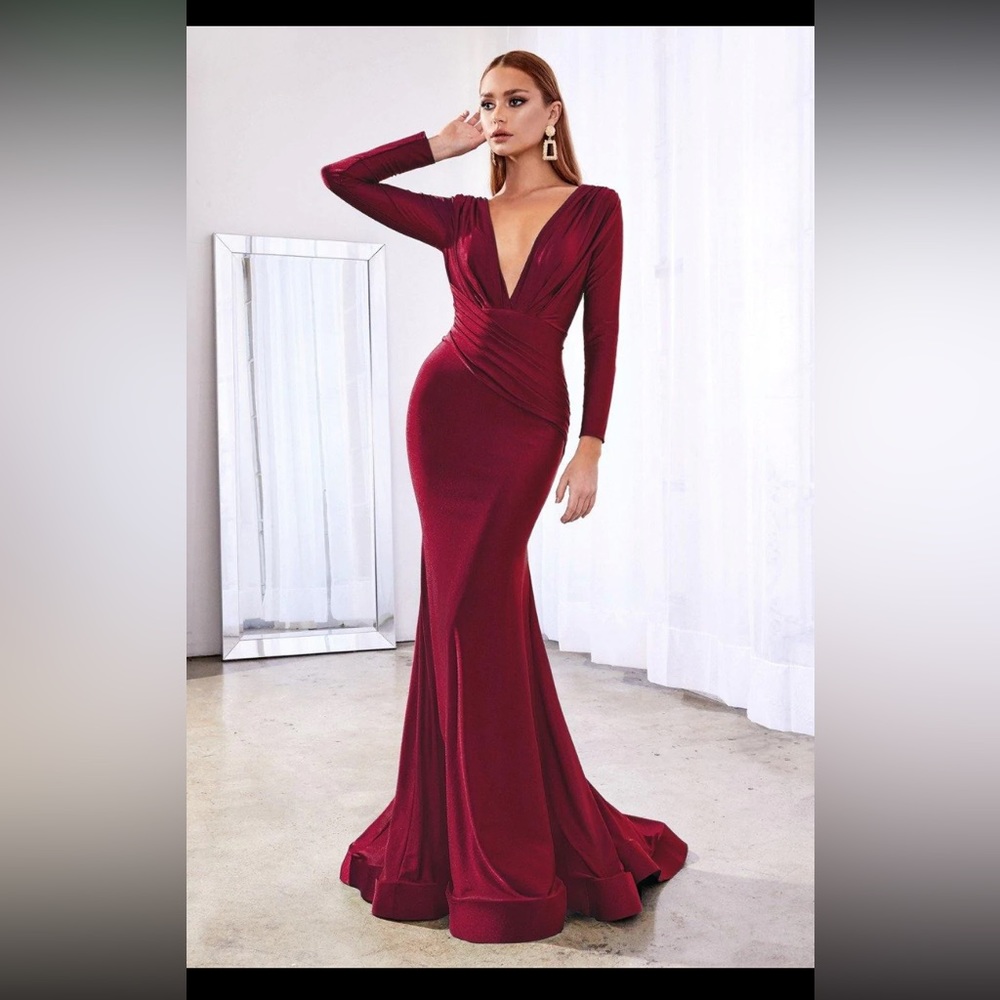 Long sleeve fitted formal dress